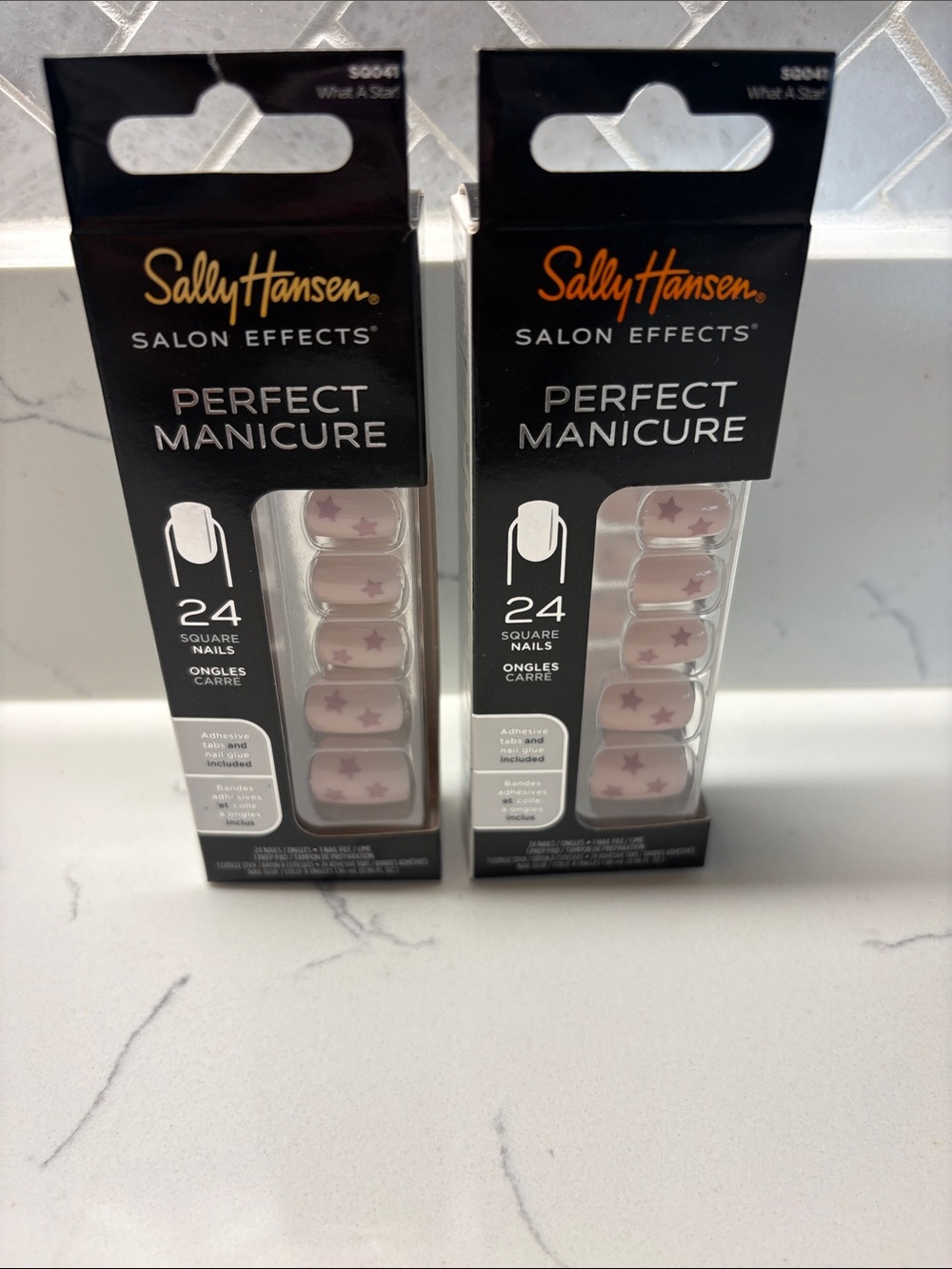 Sally Hansen Salon Perfect Manicure - Pink Star Square Press-On Nails (24 Count)